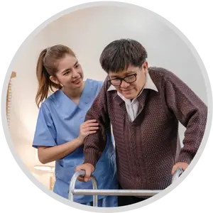Nurse with a geriatric patient