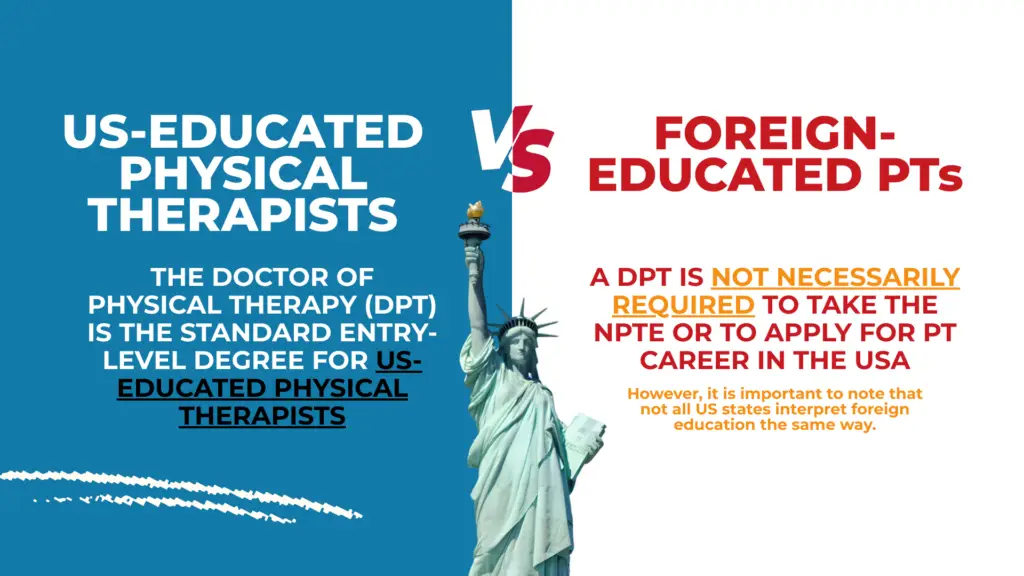 for Foreign-educated PTs a DPT is not NECESSARILY required to take the NPTE